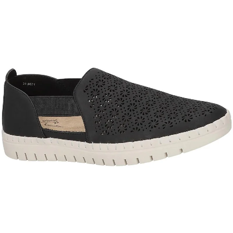 Mega Fresh Womens Faux Leather Perforated Slip-On Sneakers