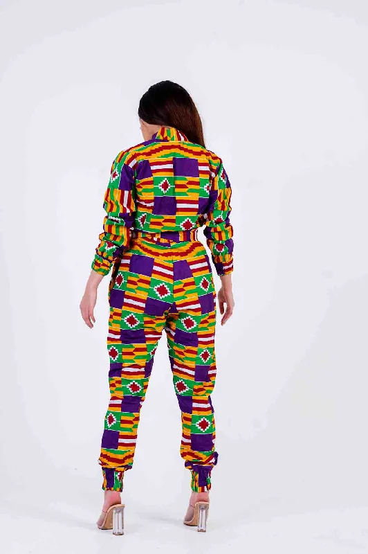 Mahi Ankara Jumpsuit | Purple and Yellow African Print