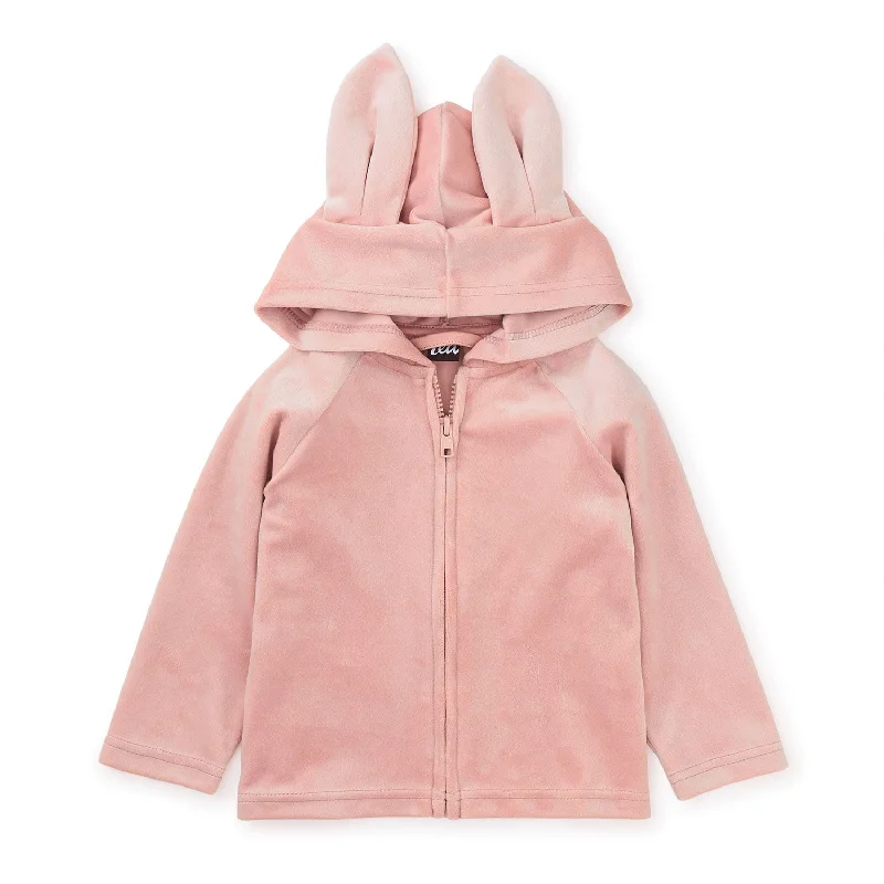 Bunny Ears Velour Hoodie - Cameo Pink - FINAL SALE